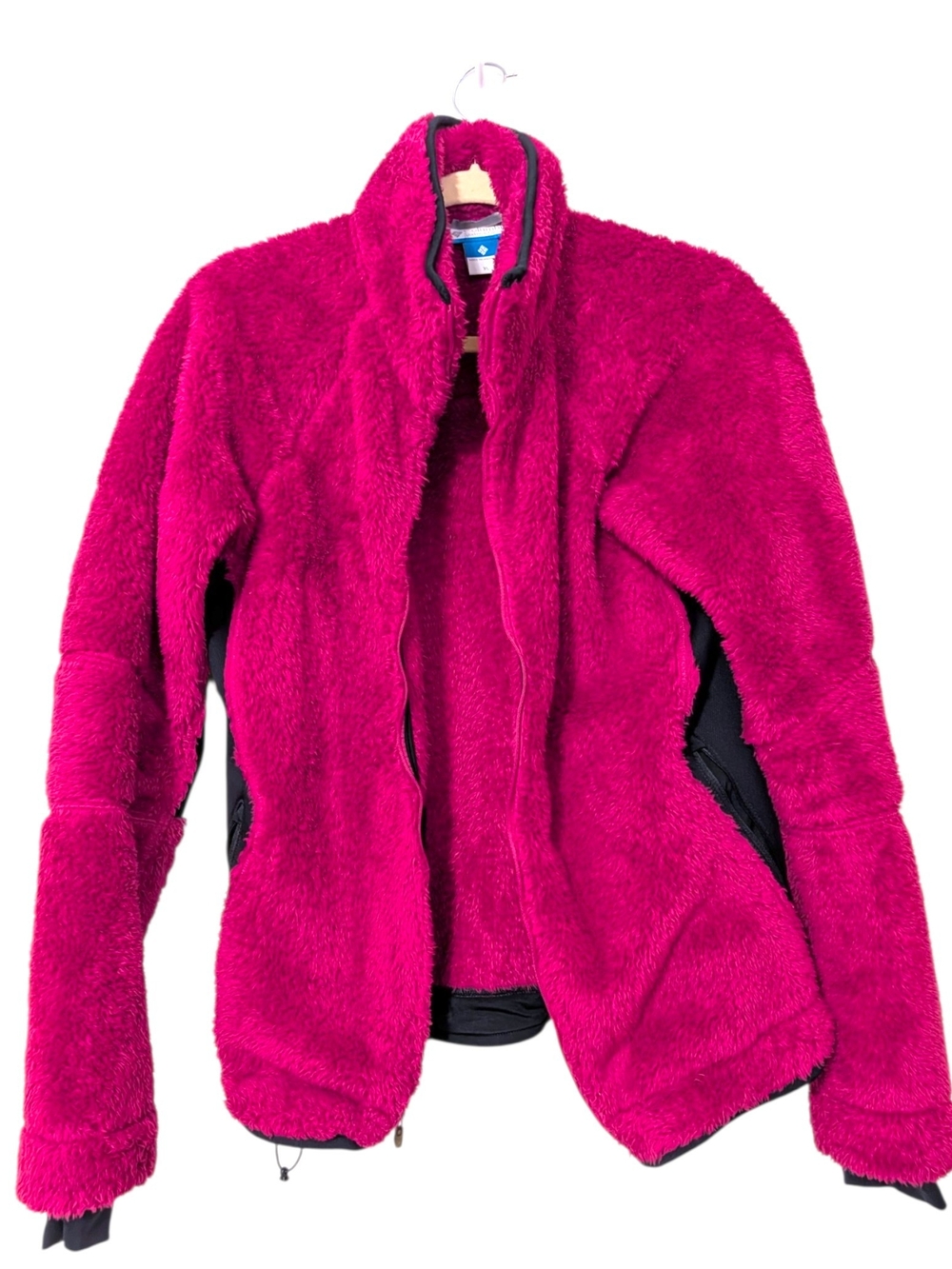 Women's Raspberry Teddy Jacket with Contrast Panels - Picture 3 of 12